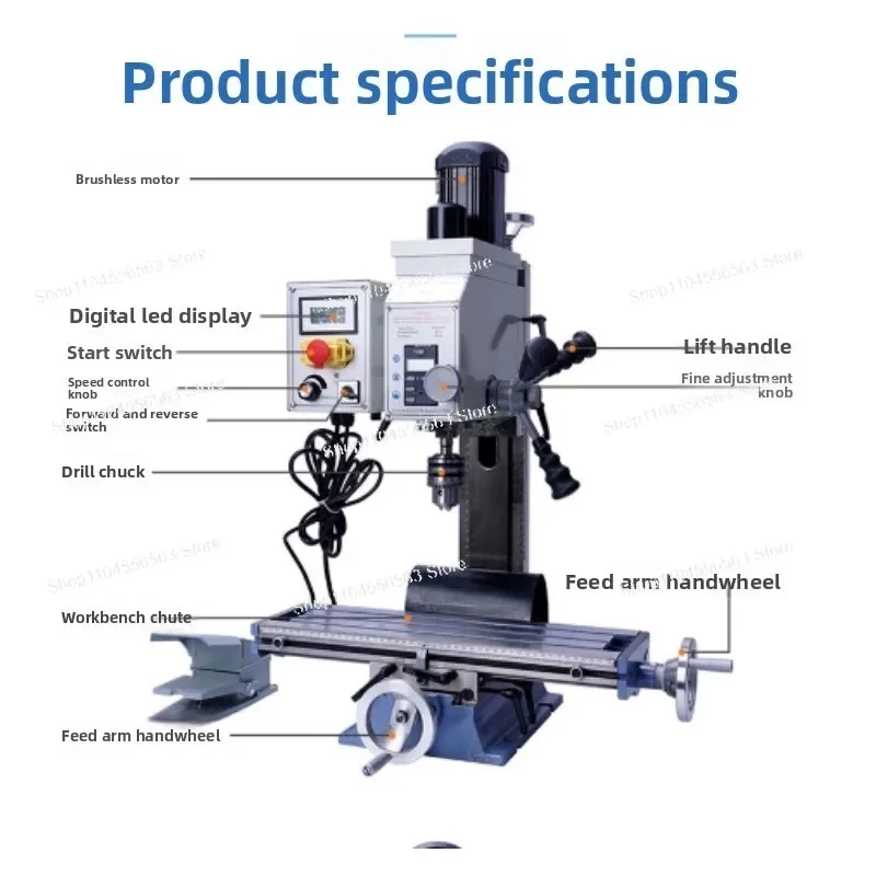 Digital Desktop Mill - Variable Speed Drilling & Tapping Machine for Home Workshop