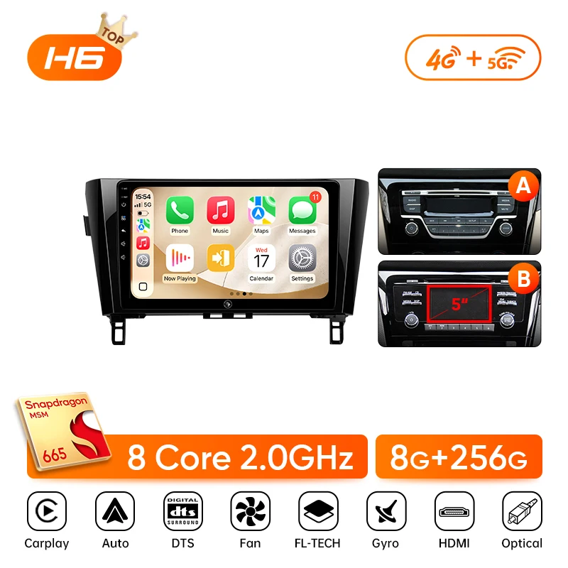 Ainavi Autoradio Voor Nissan X-Trail 3 T32 Qashqai J11 2 2014-2020 Carplay Android Auto Qualcomm Auto Stereo Multimedia Speler DSP