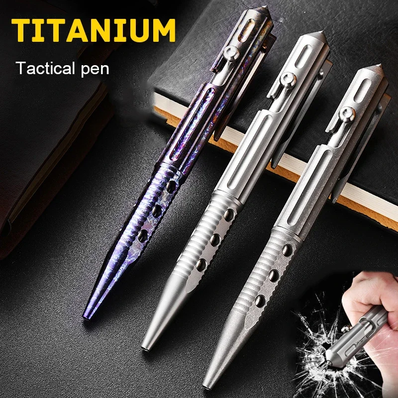

TC4 Titanium Alloy Bolt Type Tactical Pen Camping Multi-functional Self-defense Break Windows Pen Signature Pen For Women's