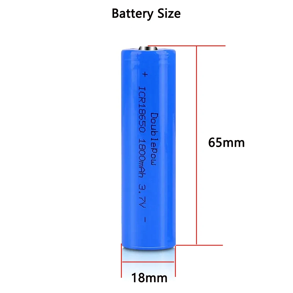 Bateria de íon-lítio 18650 1800mAh 3.7V recarregável para lanterna pequeno ventilador, brinquedo, rádio, alto-falante Bluetooth Doublepow de alta qualidade