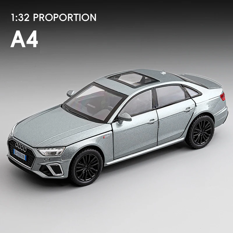 1:32 AUDI A4 Alloy Car Model Sound and Light Pull Back Children\'s Toy Collectibles Birthday gift