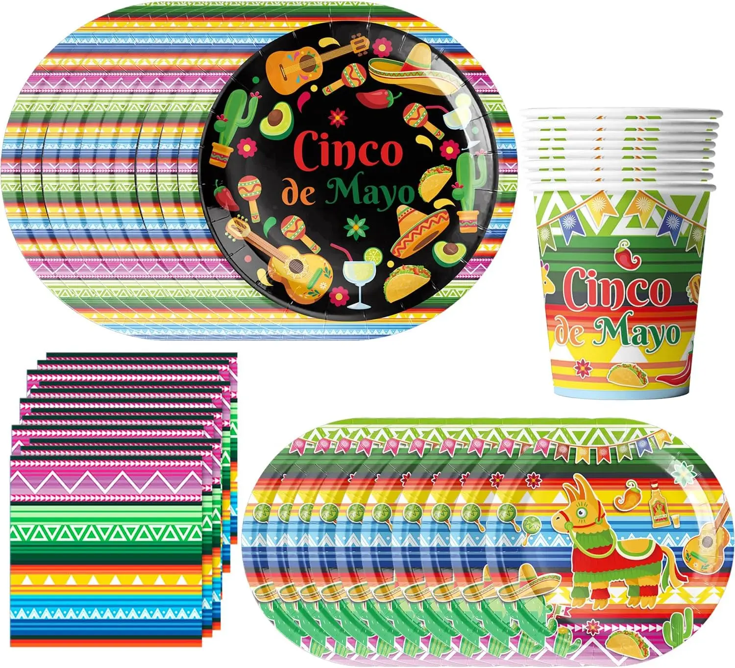 Mexican Fiesta Party  Supplies Plates Cups Tablecloth Banner Cactus Carnival Event Summer Fiesta Taco Bout A Party Decorations view 2