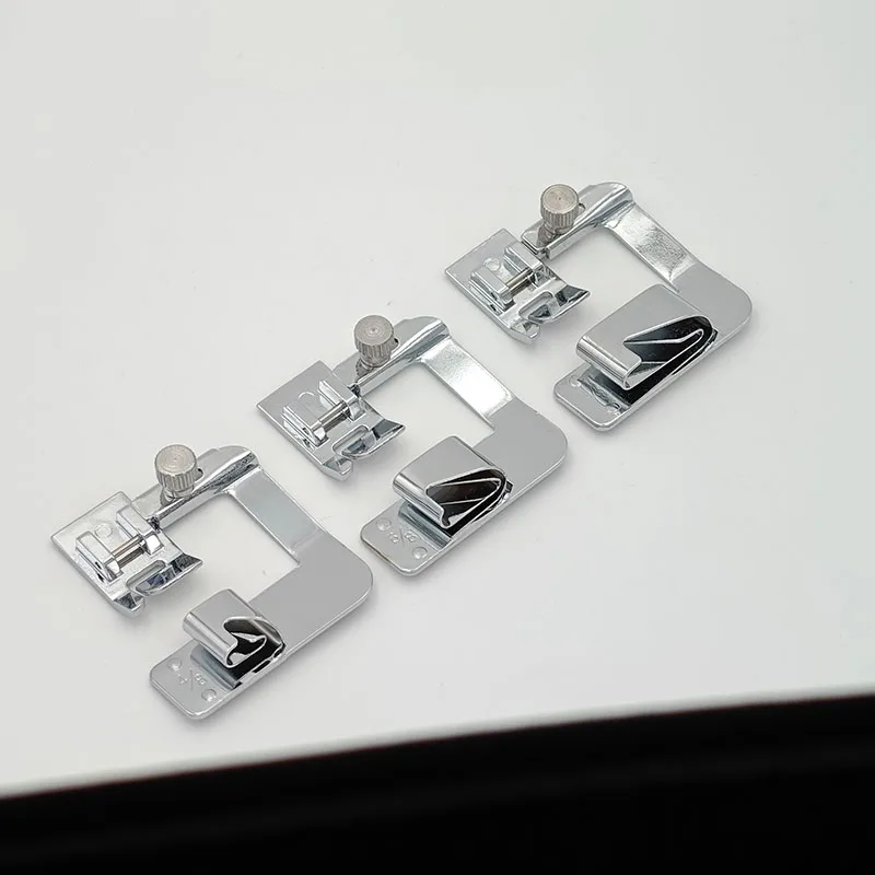 3 Pcs Adjustable Wide Rolled Hem Presser Foot Sewing Machine Foot Narrow Rolled Hemming Foot for Low Shank Sewing Machine