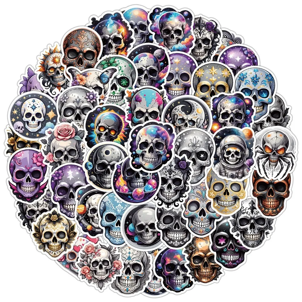 Gothic Stickers 10/50Pcs Skull Vinyl Sticker Pack Waterproof Skeleton Stickers for Laptops Water Bottles Phone Case Kids Gifts