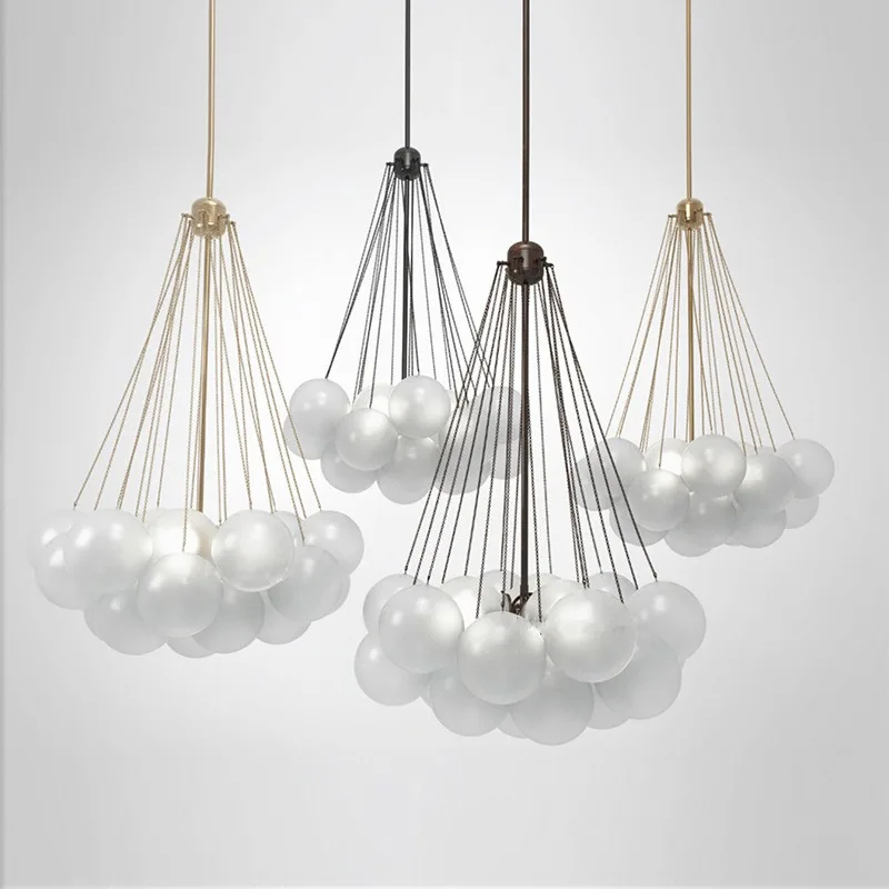 Candelabros de burbujas de 37 gafas, luz colgante nórdica de cristal esmerilado dorado y negro para decoración de sala de estar, mesa de comedor