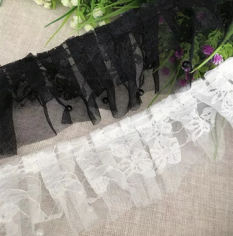 

5yard Nail bead pleating lace Trim handmade diy clothing,curtain decorative accessories Lace ribbon