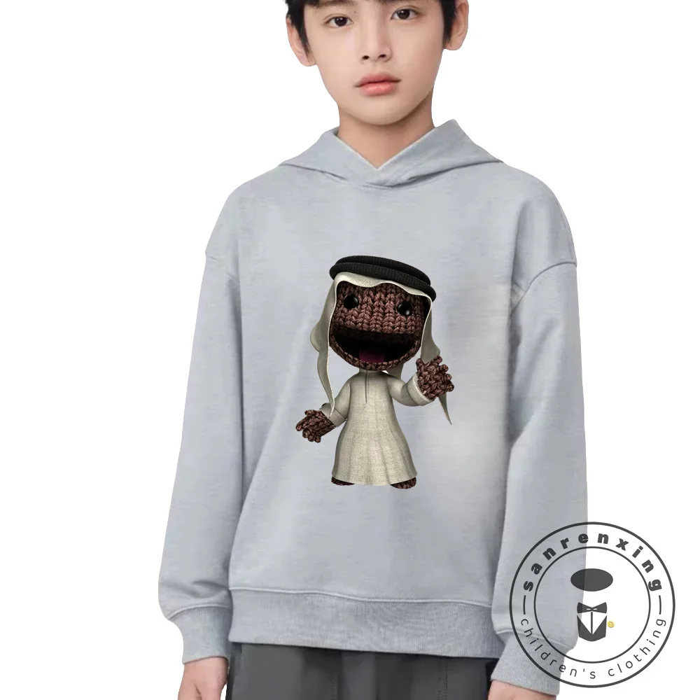 

2024 Autumn and Winter Sackboy Hoodie Children's Sweatshirt Pullover Casual Fashion Boys and Girls Cute Soft Comfort Clothing