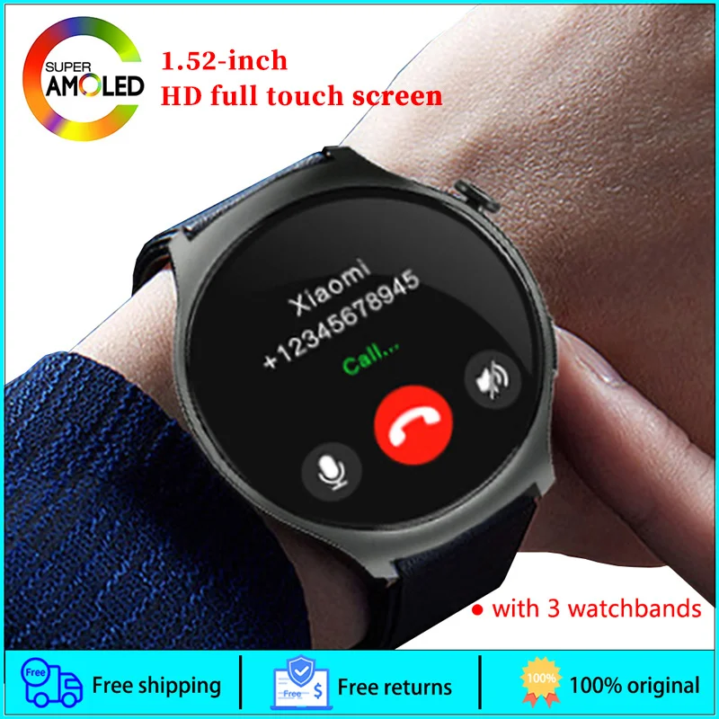 2024 New Smartwatch NFC ChatGPT Baidu Maps 1.52-inch AMOLED Screen Bluetooth Call Smart Watch 2024 Men Women with 3 watchbands