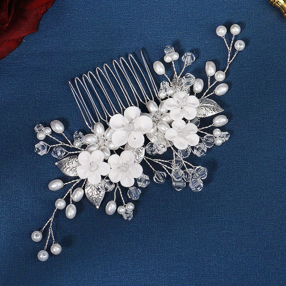 مشط شعر على شكل زهرة، إكسسوار زفاف أنيق، غطاء رأس للعروس خفيف الوزن، قابل لإعادة الاستخدام، ديكور للشعر للنساء والحفلات الراقصة #4