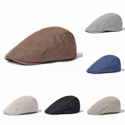 Vintage Men's Beret Simple Cotton Casual Golf Hats Driving Solid Color Flat Cap Outdoor