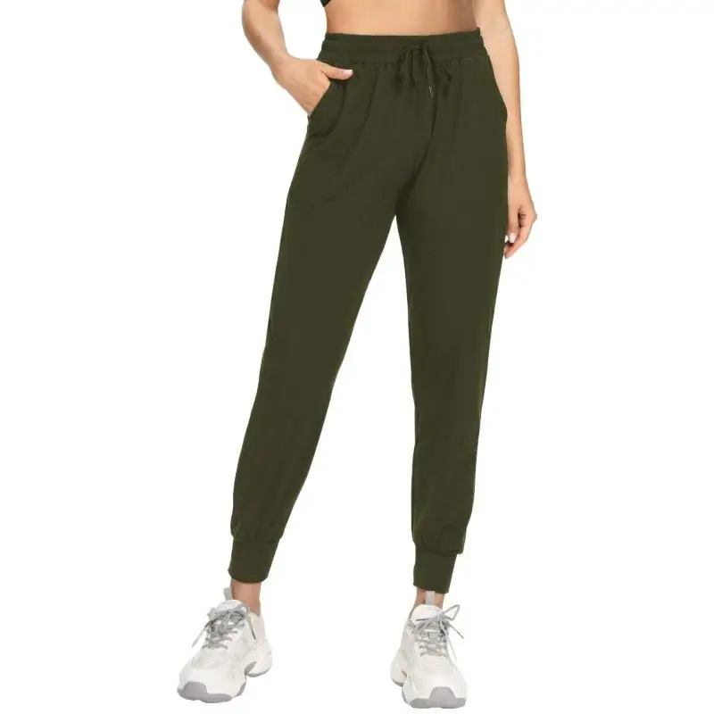 Pantaloni sportivi a vita alta per donna Leg Binding Casual Loose Fit Fibra di poliestere Comoda cintura elastica a vita alta
