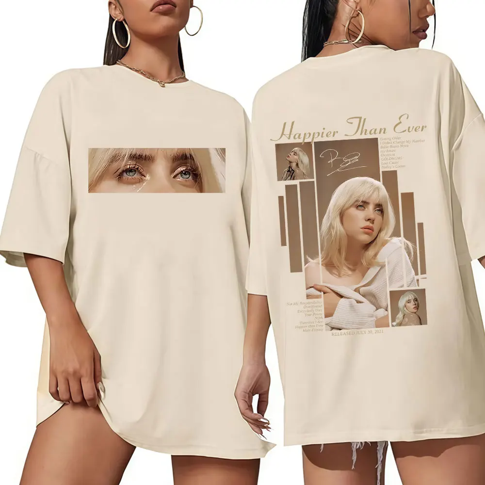 سعيد من أي وقت مضى 2025 تي شيرت الرجال النساء موضة الهيب هوب موسيقى البوب قصيرة الأكمام تي شيرت القطن المتضخم تي شيرت الشارع الشهير