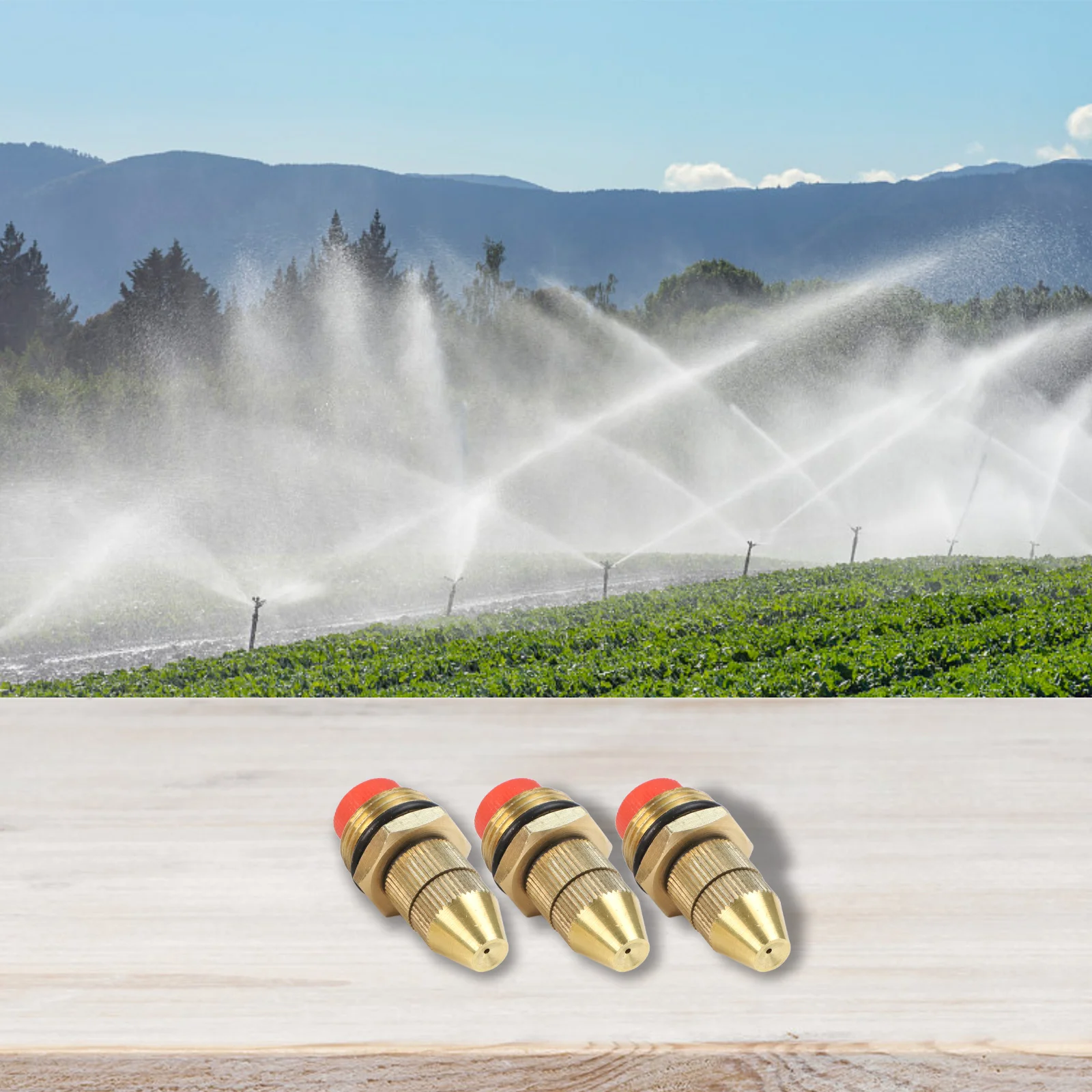 Brass atomizing nozzles set of 3 12 inch for irrigation and cold protection adjustable coverage for agricultural use