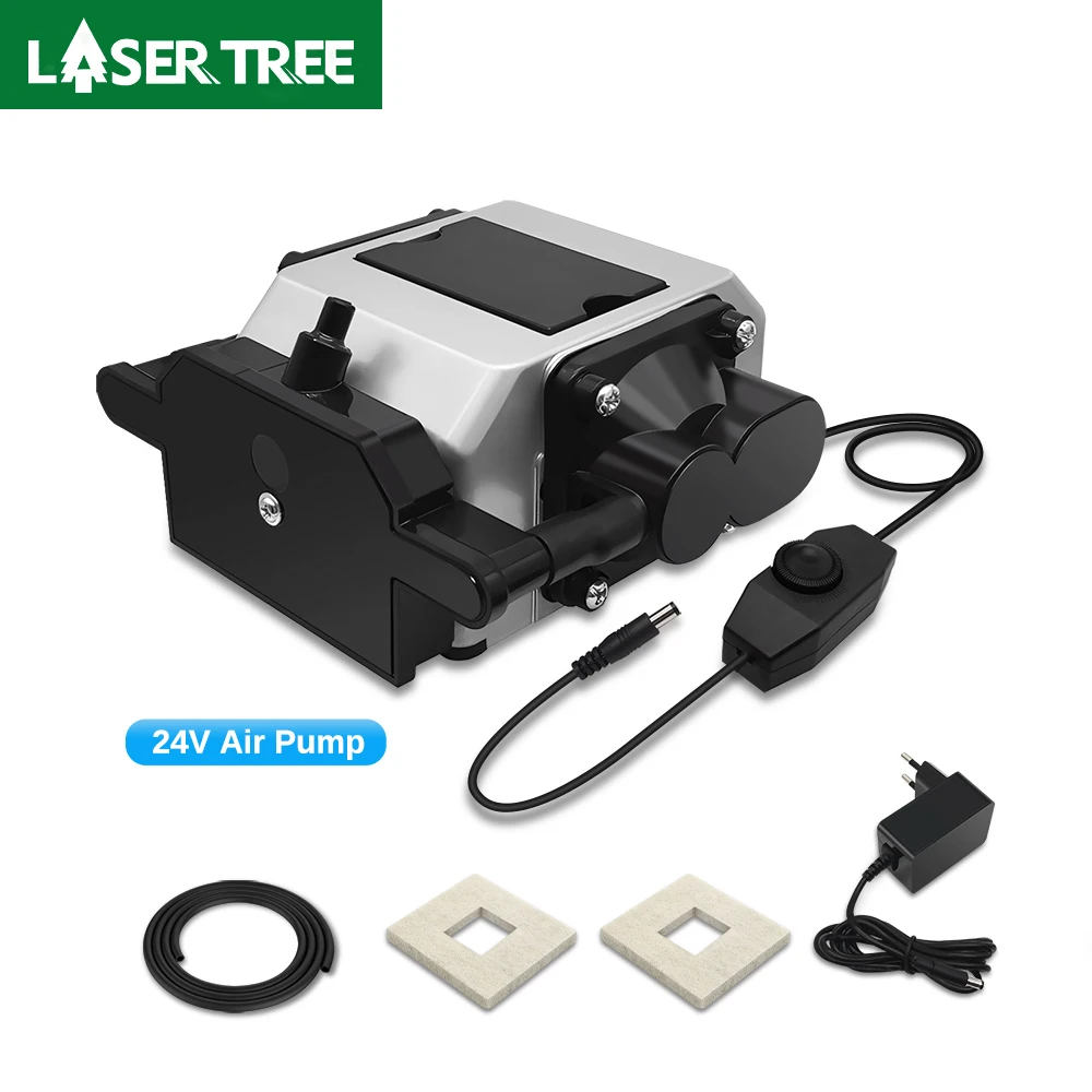 LASER TREE New 24V Electromagnetic Air Pump Lower Noise Compressor with Adjustable Airflow for Laser Head Air Assist