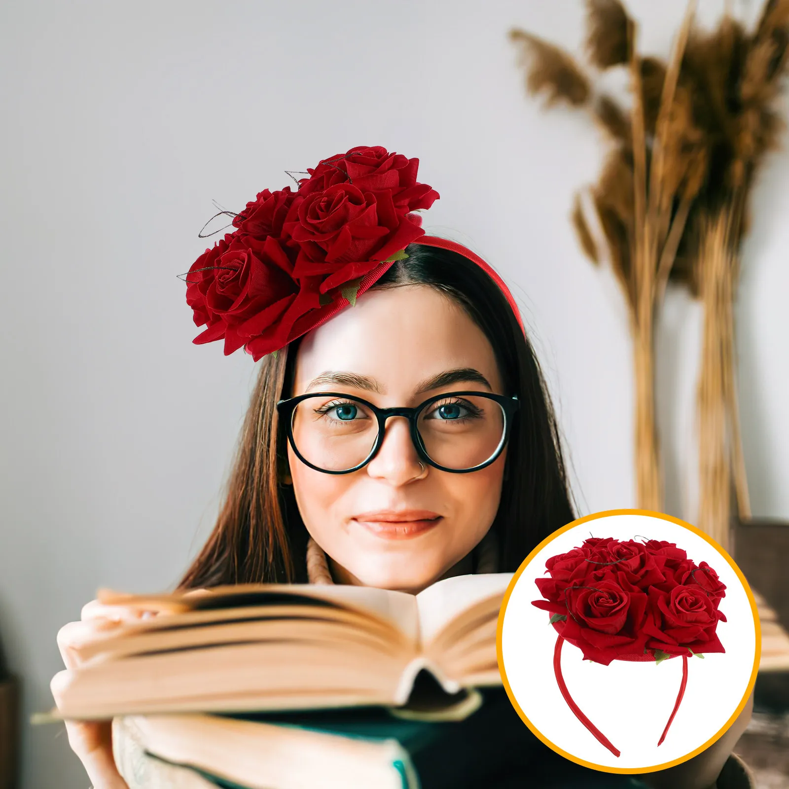 

Chic Rose Hat Headband for Women Comfortable Non Slip Party Cosplay Photo Prop Festival Tea Party Hair Accessory Elegant