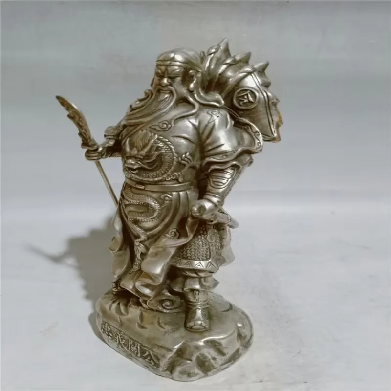 Guangong Statue, Cupronickel Carved, Modern Art Sculpture, Family Living Room Loft Decoration, God of Wealth Guan Yu Souvenir