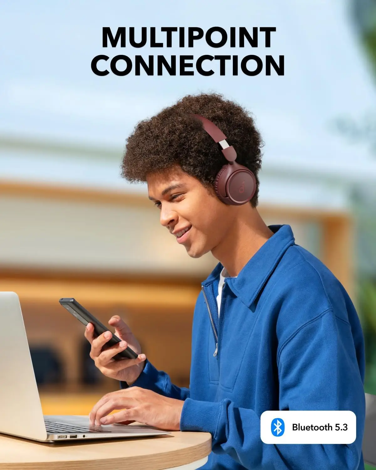 Anker soundcore H30i Auriculares Bluetooth de Diadema, 60H, Bluetooth 5.3 Diseño plegable, Graves Puros, Ligeros y Cómodos, con App y Conexión Multipunto