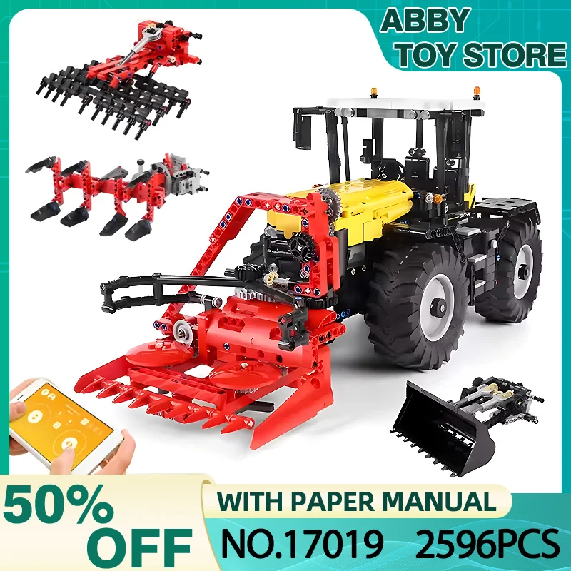 MOULD KING 17019 Technical Truck RC Tractor Fastrac 4000er Set Building Blocks MOC-25371 Bricks Kids Educational DIY Toys Gifts