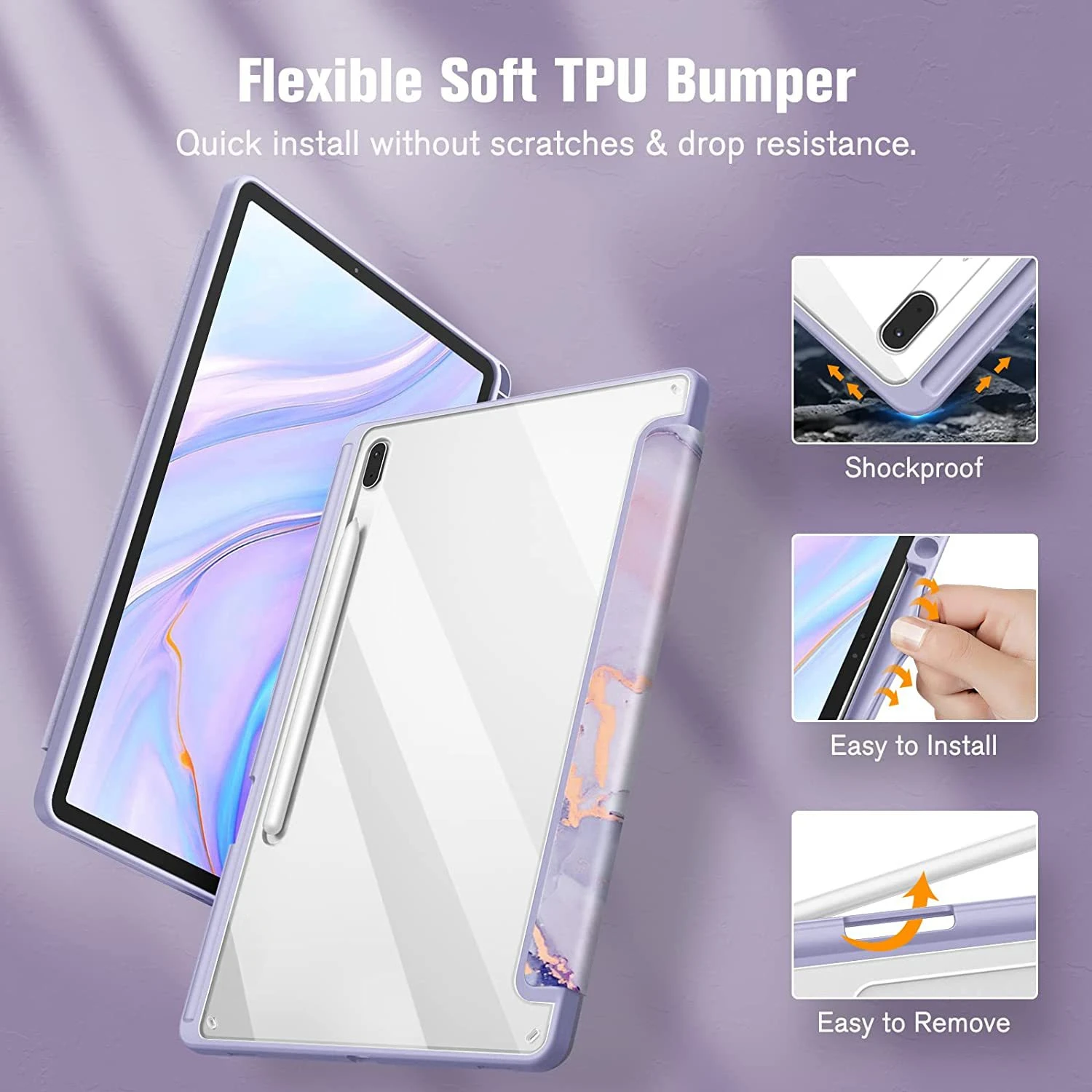 Für Samsung Galaxy Tab S11 S10 FE Plus S9 Hülle Acryl Dreifach Faltbarer Ständer Stifthalter Stoßfeste Tablet-Schutzhülle – Detail 2