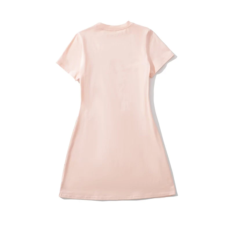 KEYANKETIAN 夏新女性の中空ハート装飾 Tシャツドレス甘い Y2K O ネック半袖スリムミニドレス綿