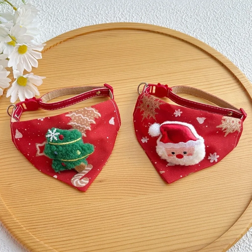 

Cute Adjustable Christmas Dog Collar Christmas Decor Dirt-resistant Dog Bandanas Soft Portable Cat Collar Pet Scarf