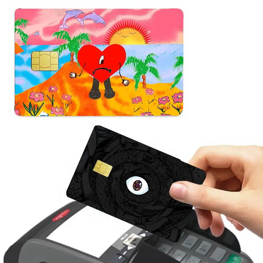 Singer Bad Bunny Credit Card Skin Stickers No Adhesive Residue Water Proof For VISA Credit Card Subway Access Card