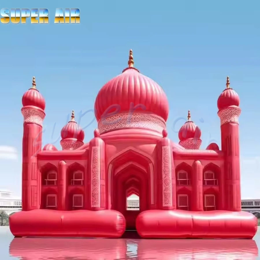 Fanshion ontwerp op maat prachtig rood Opblaasbaar gestoofd kasteel met luchtventilator voor evenementen