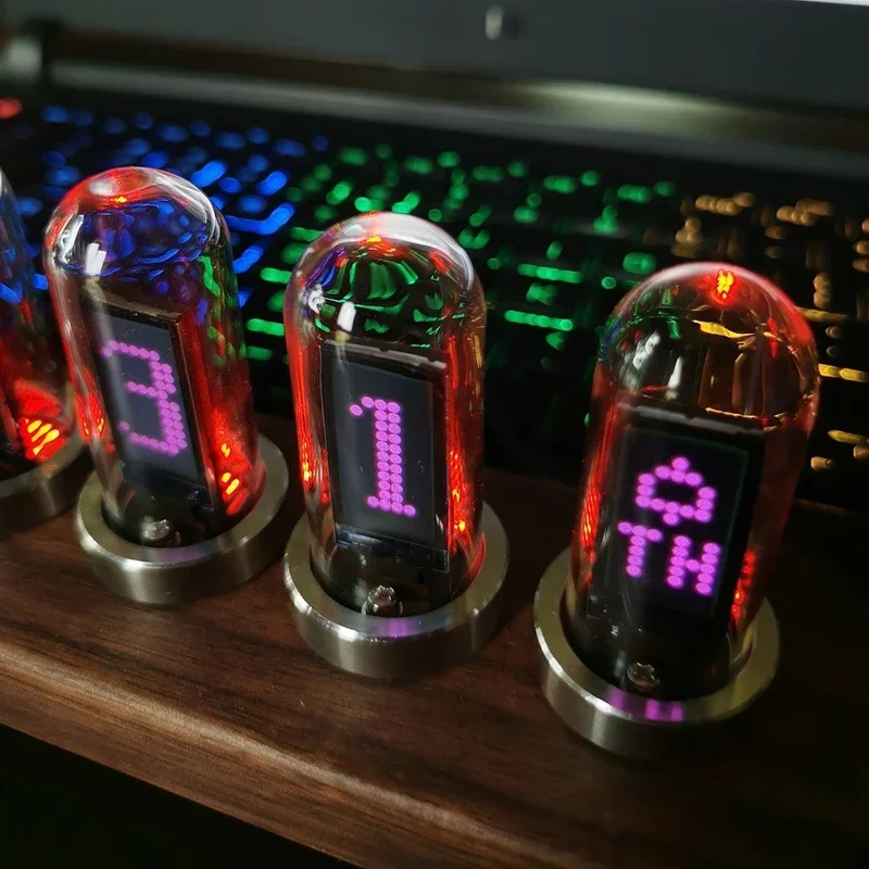 Nixie أنبوب ساعة رقمية ساعة الطاولة LED الخشب RGB ساعة مكتب سطح المكتب الفاخرة منبهات إلكترونية منضدية ديكور المنزل