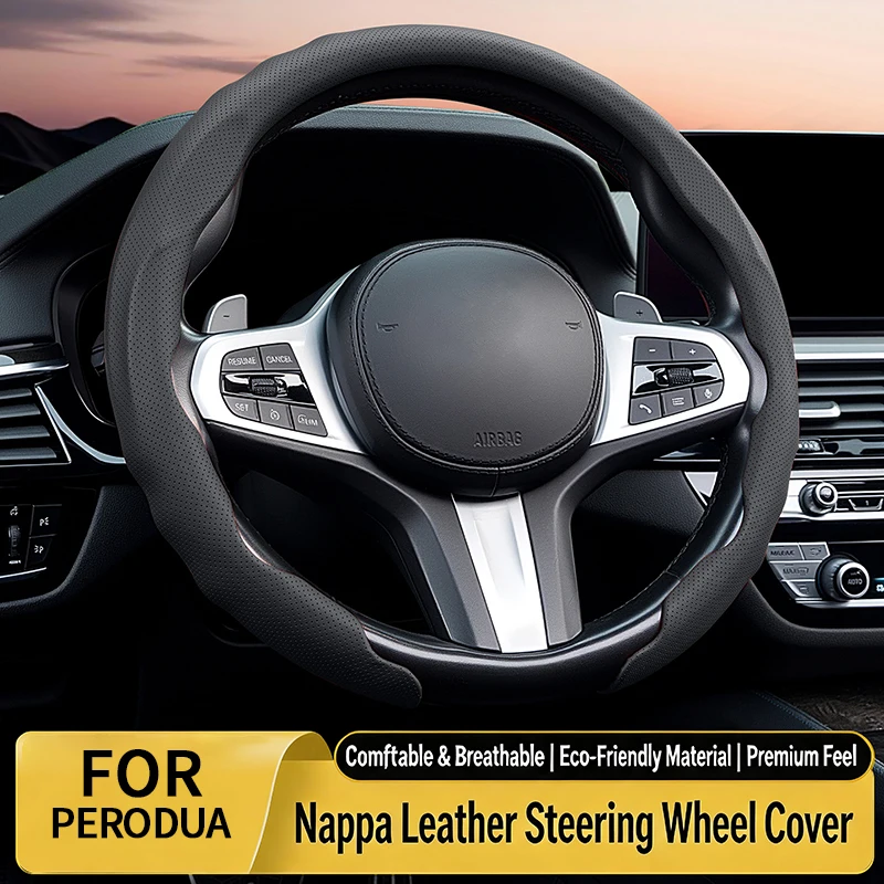 Funda de Volante Ultrafina de TPU y Cuero Nappa, Diseño Redondo para Perodua Axia, Myvi, Bezza, Alza, Ativa, Traz - Accesorio para Auto