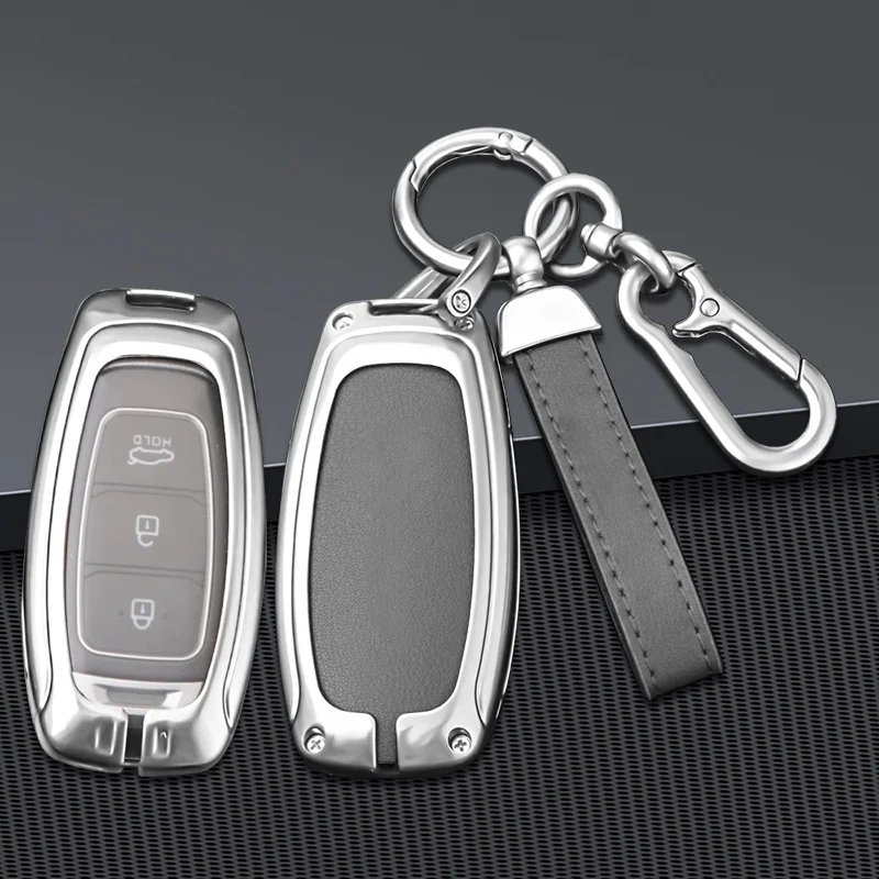 

For Hyundai i30 Ix35 KONA Encino Solaris Azera Grandeur Ig Accent Santa Fe Palisade Alloy Leather Car Key Fob Case Key Fob Cover