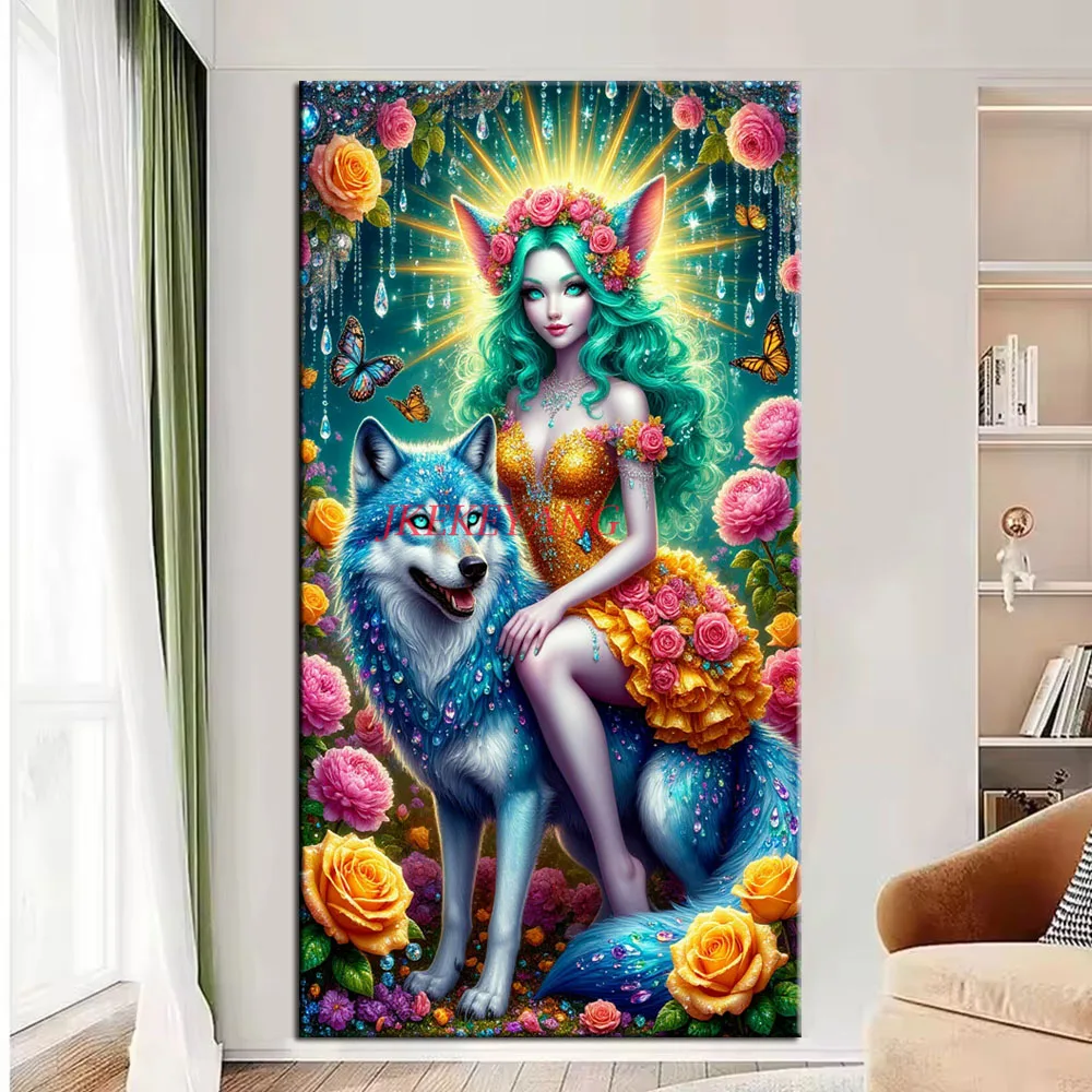 Beautiful Fairy and Wolf Picture DIY Diamond Painting Cross Stitch Full Drills Diamond Mosaic New Collection Home Decor