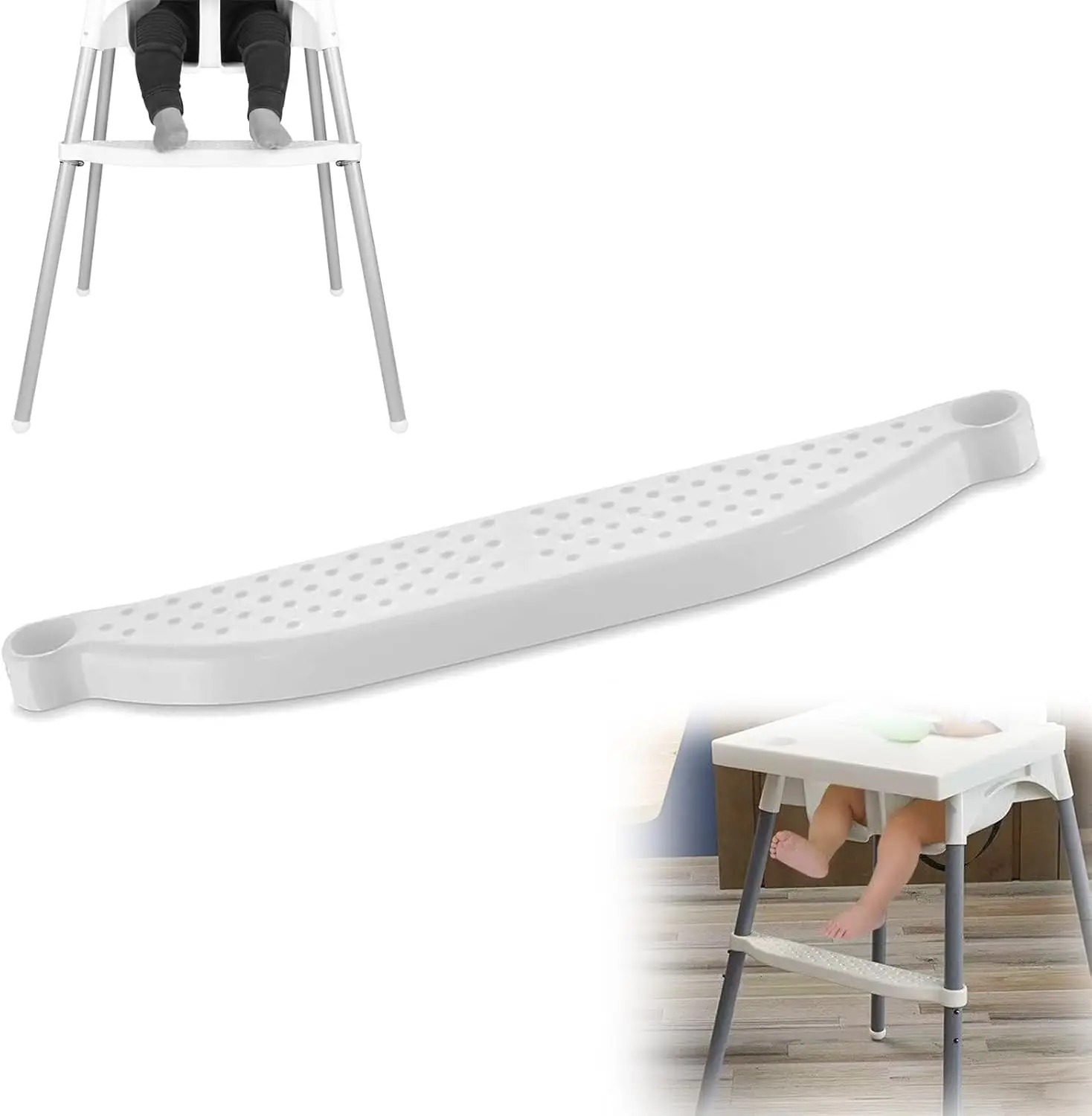 

High Chair Footstool Wide Footrest Foldable Baby Comfort Highchair Desk Feet Rest Plastic Sturdy Construction Stability Outdoor