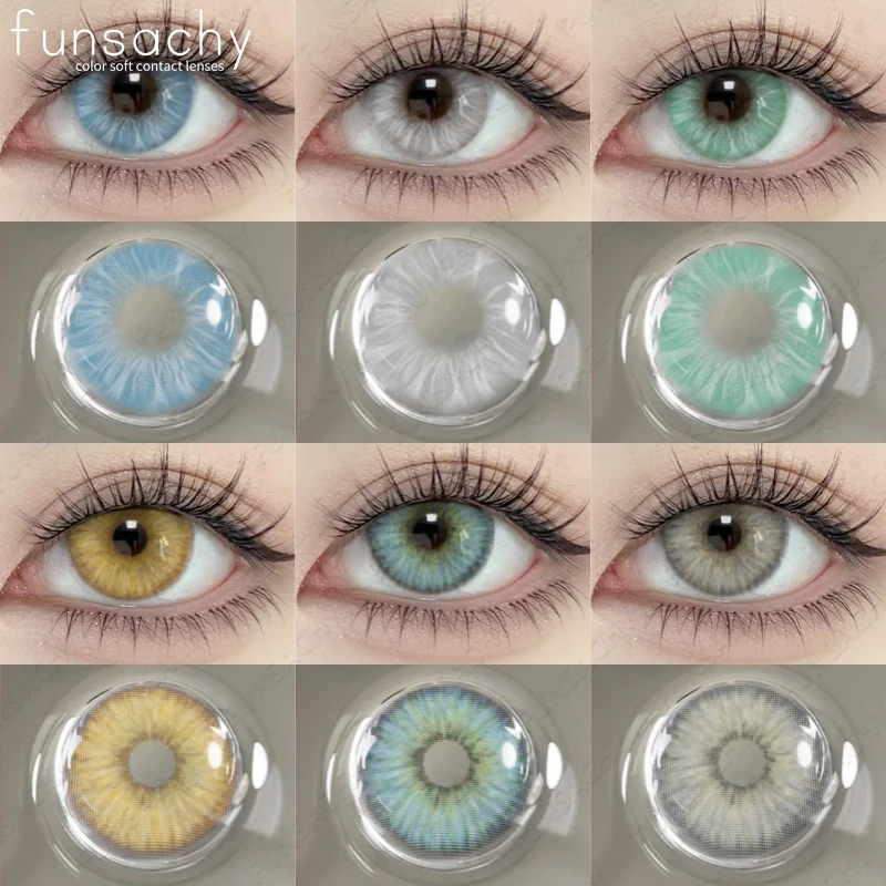 FUNSACHY 1 Paar Kontaktlinsen in natürlicher Farbe für Augen, blaue Augenlinse, graue Linsen, modische koreanische Schönheit, jährliche Make-up-Linse