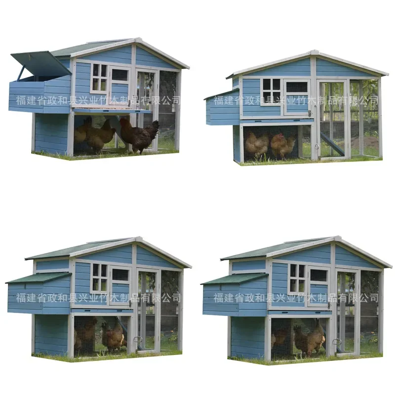 Custom Wooden Chicken Coop Outdoor Free Range Poultry House with Nesting Box for Rural Backyard Farm Egg Laying Hen Cage