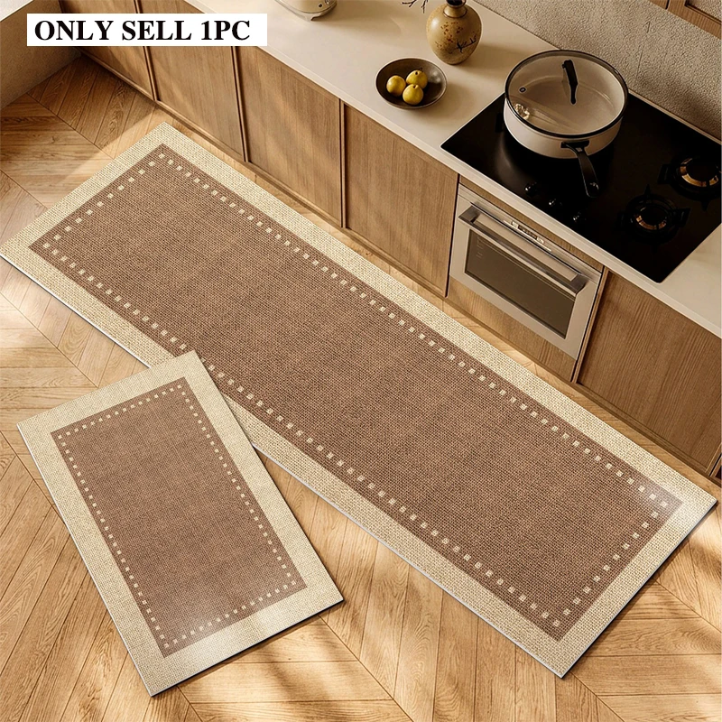 Kitchen Floor Mat PVC Waterproof Leather Carpet Minimalist Solid Color Rug Oil-proof Anti-slip Long Foot Mats Home Decor Carpets