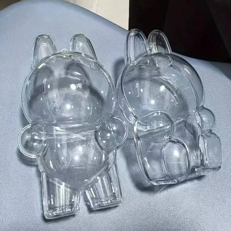LABUBU-funda protectora transparente para juguetes de peluche, bolsa de exhibición de peluche de elfo, Mini caja de almacenamiento portátil, accesorios para muñecas