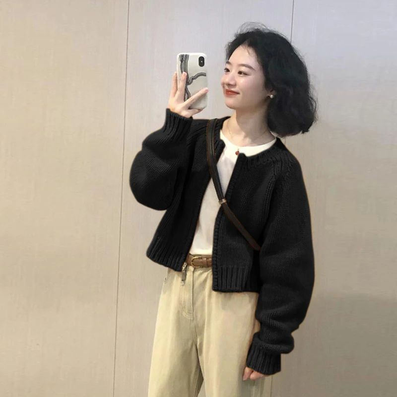 

Bla Bear Velvet Knitted Sweater Coat Women's ort Sle Double Zipper Warmth Commute Faion Spring Autumn Winter Top