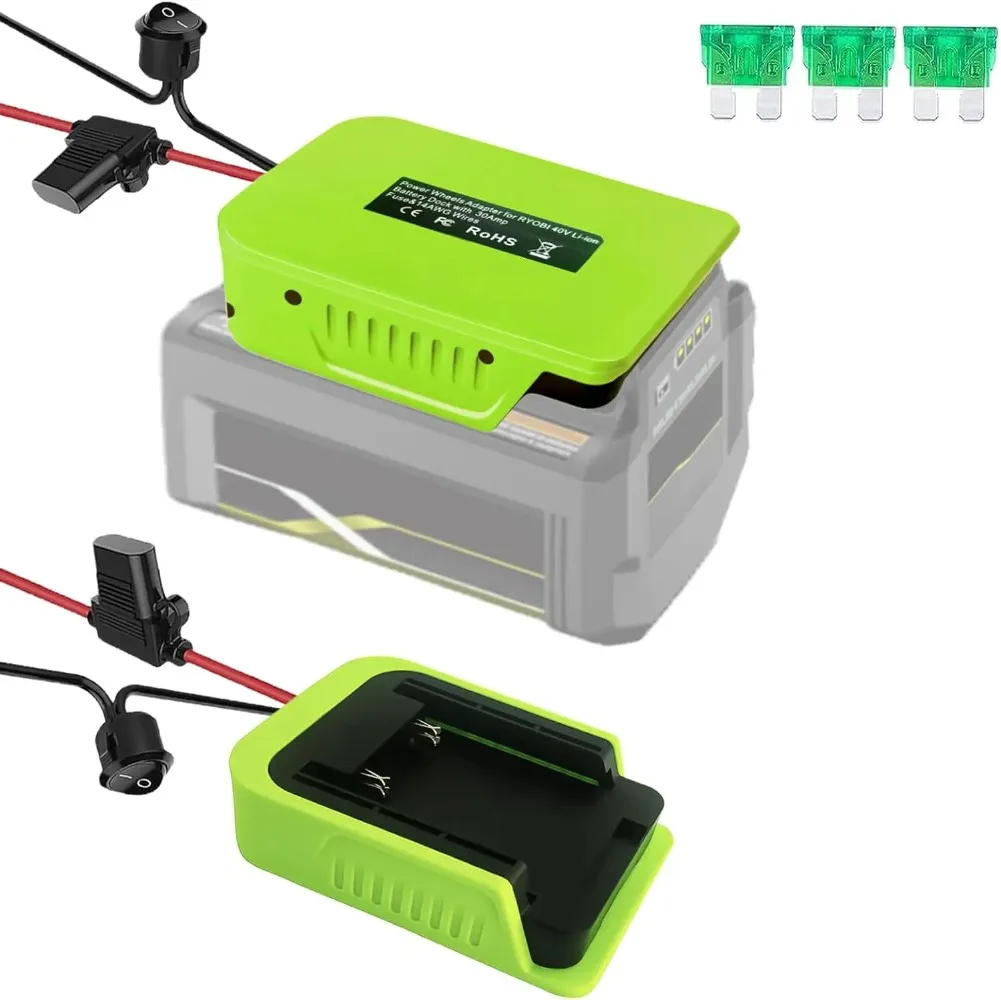 Adaptador de Roda Elétrica com Fusível e Interruptor Conversor Faça Você Mesmo para Bateria de Lítio Ryobi 40v Fio 14 Awg Brinquedos rc Car