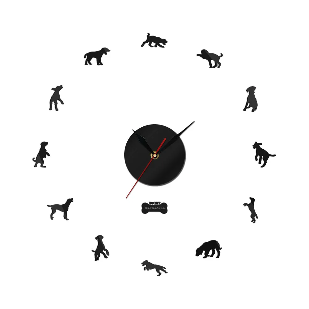 

Free Shipping New Clock Watch Dal Carriage Dog Horloge 3d Diy Acrylic Mirror Stickers Dalmatian Dog Puppy Pet Quartz Needle