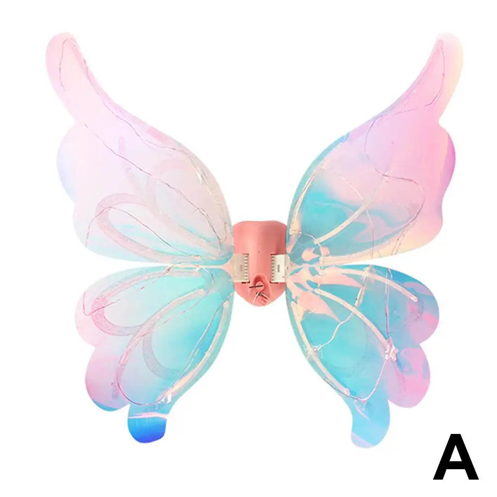 Ala di farfalla elettrica incandescente per bambini farfalla di Halloween giocattolo in movimento ali regalo musica luminosa giocattolo Elf Angel Fairy Gir O2H9