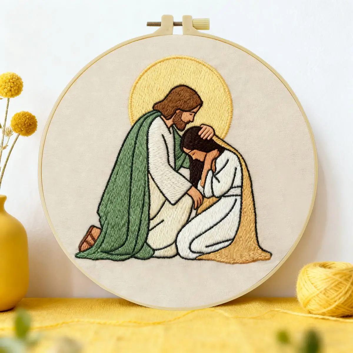 1pc 20X20CM/15X15CM 7.87/6.3inch pray Embroidery Starter Kit DIY kit DIY embroidery kit manualidades Home Decor Craft Painting