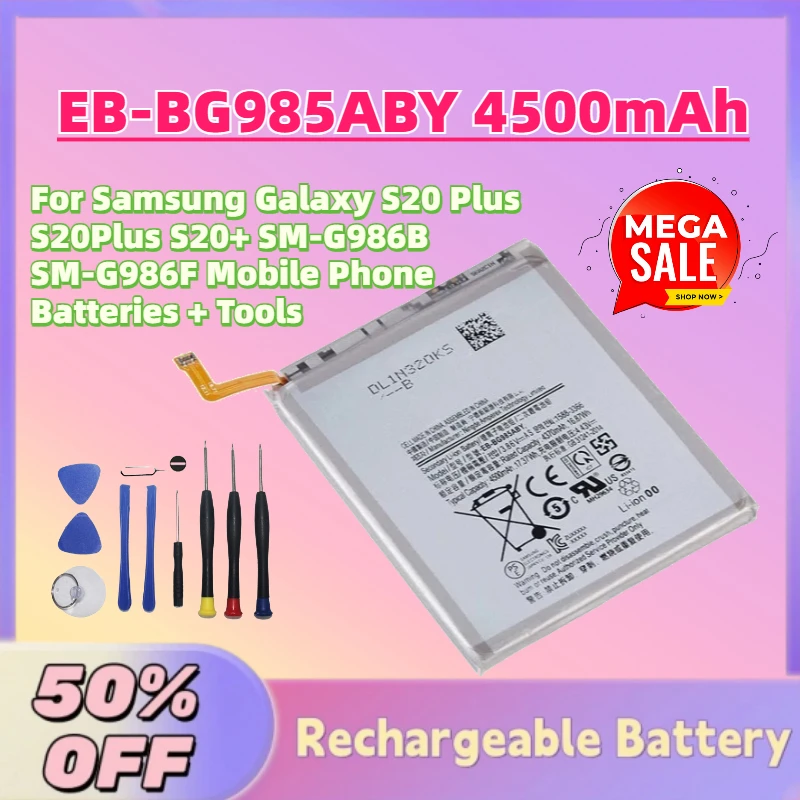 

New EB-BG985ABY 4500mAh 3.85V Battery for Samsung Galaxy S20 Plus S20Plus S20+ SM-G986B SM-G986F Mobile Phone Batteries + Tools