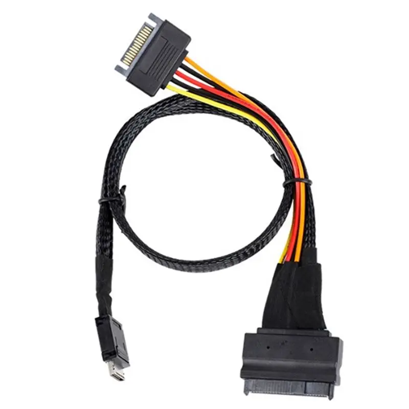 AED7-Oculink SFF-8611 4I To Pcie SFF-8639 U.2 Nvme With SATA 15P Male Power Server Cable Computer Accessories