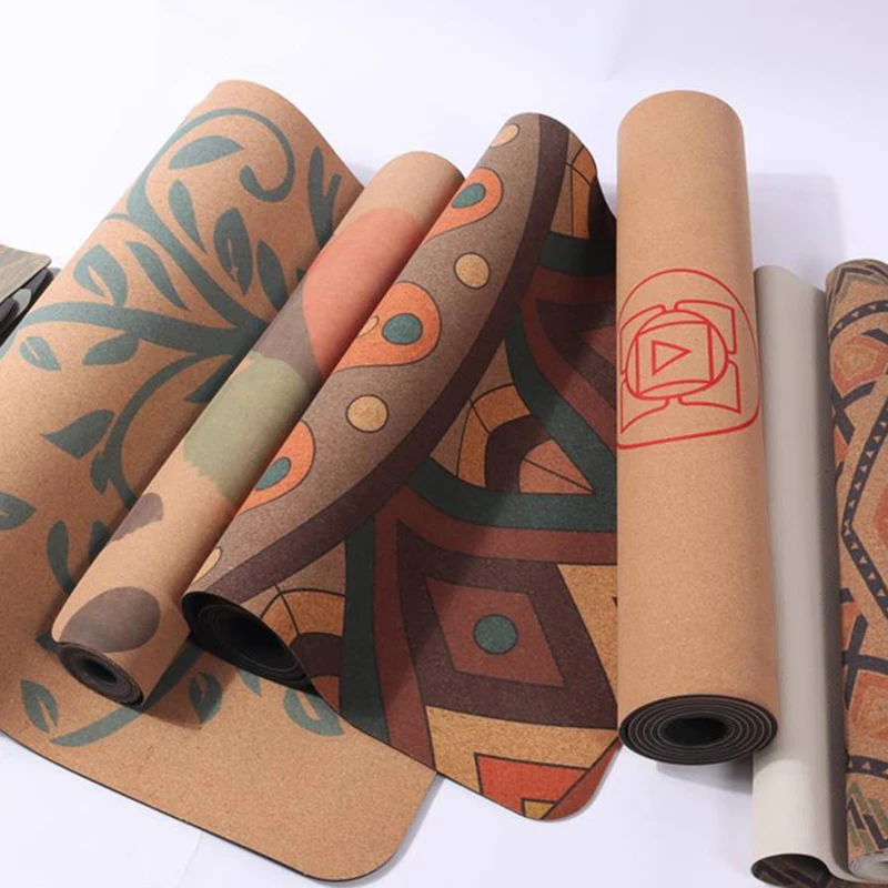 

Cork yoga mat 183*56*0.5cm TPE non-slip cork sports fitness yoga mat eco-friendly print pattern Mat