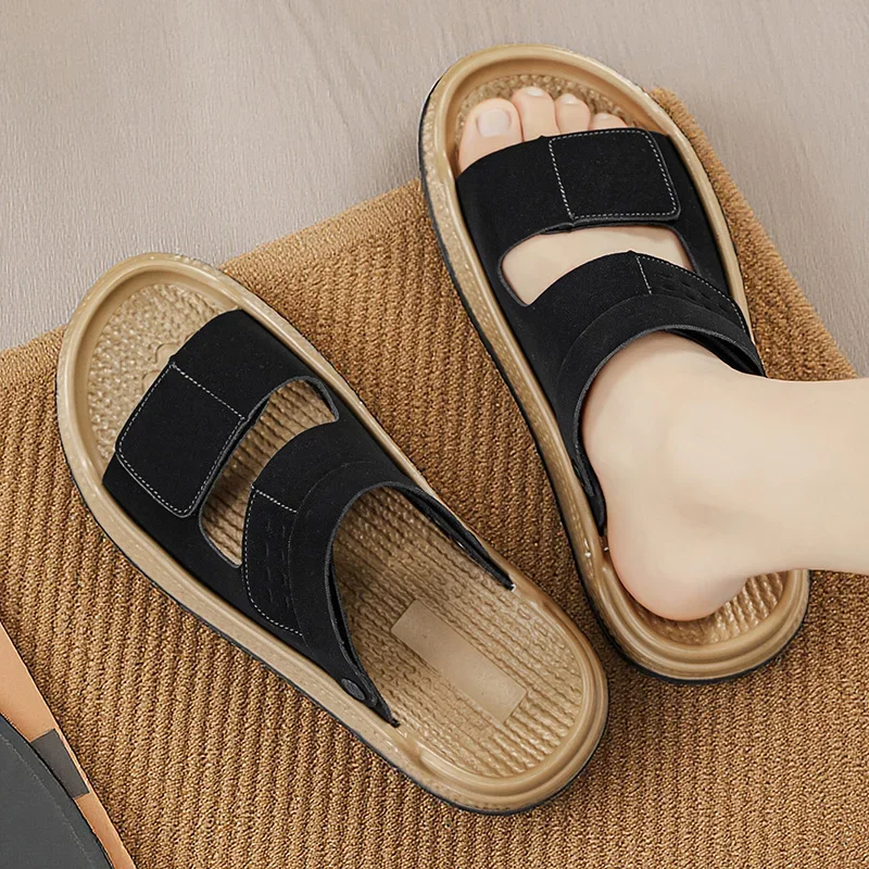 Sun Fade Proof Upper Men Flat Summer Slippers Anti Slip Color Stable Material Long Time Sun Exposure Daily Outdoor Casual