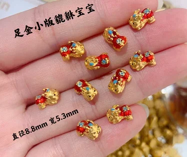 new arrival 24k pure gold charms fine gold pixiu baby gold beads