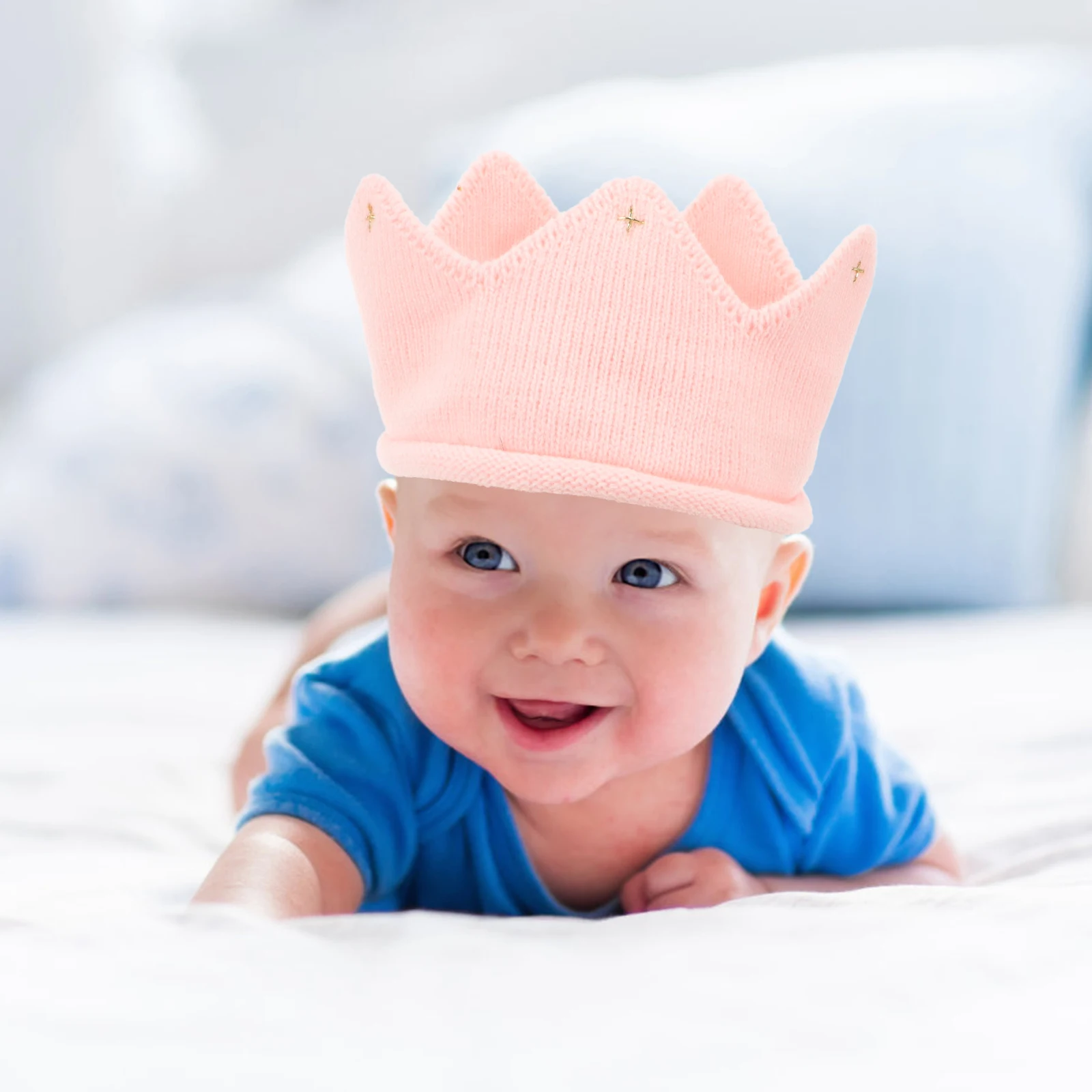 

Knitted Crown Hat for Baby Infant Girl Hats Kids Toddler Newborn Babies Headband Soft Warm Stylish Party Acrylic Material