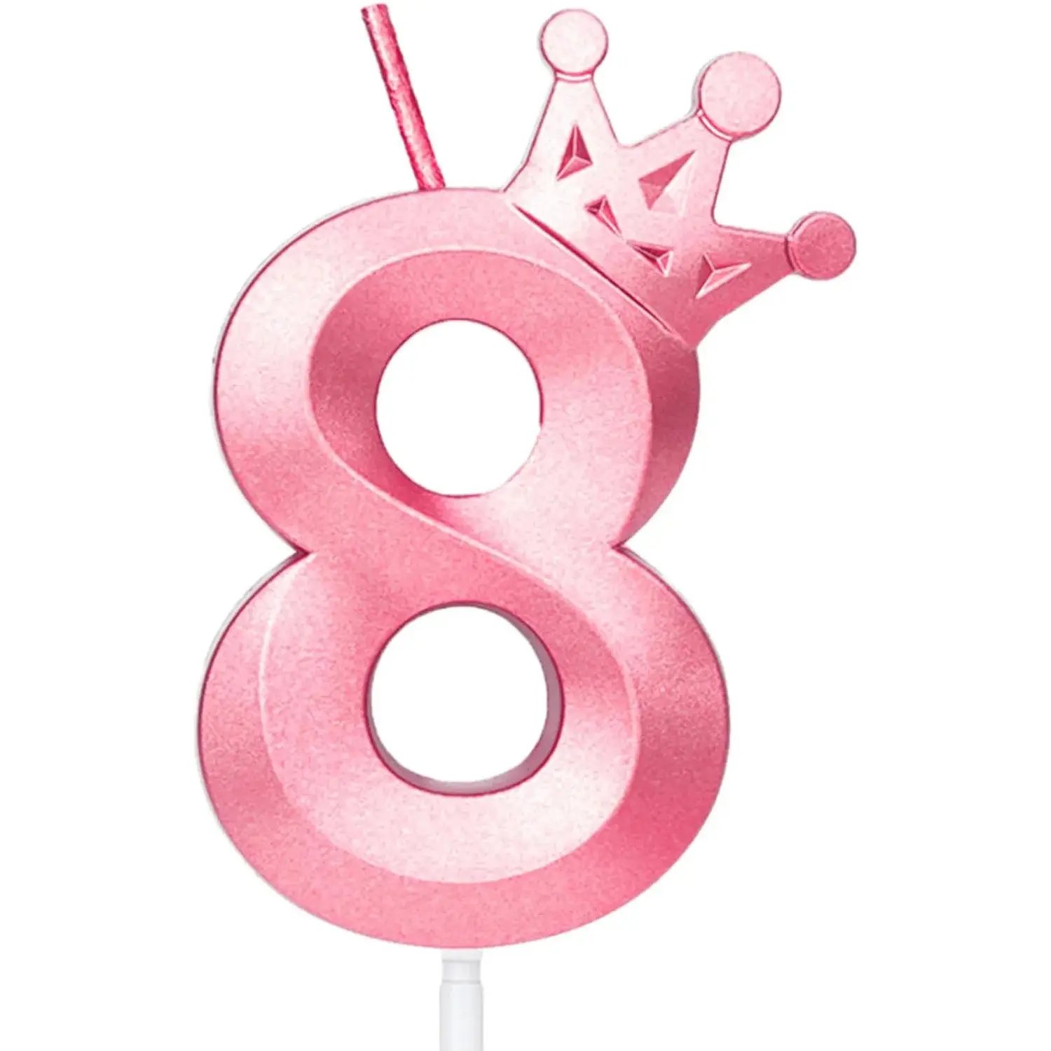 Pink 7 Birthday Candles,3D Crown Number 7 Cake Topper Numeral Birthday Candles with Elegant Crown Decor for Birthday Decorations