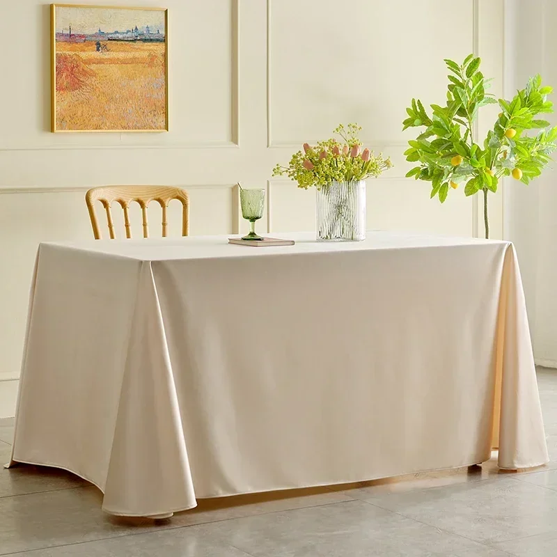 

Small fresh high-end conference tablecloth rectangular thick white light luxury long table