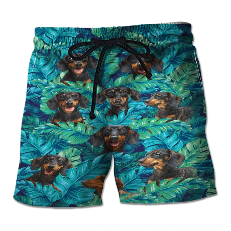 Cute Dachshund 3D Printed Bermudas Casual Hawaiian Boardshorts Pet Board Shorts Dog Trunks Dogs Beach Shorts Male Short Pants